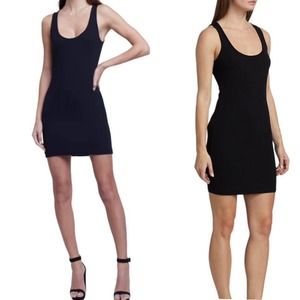 L'AGENCE Black Bodycon Mini Dress Scoop Neck Sleeveless